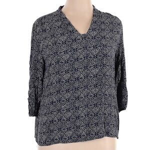 Pendleton Navy and Cream Medallion Popover Blouse Women’s Size XL